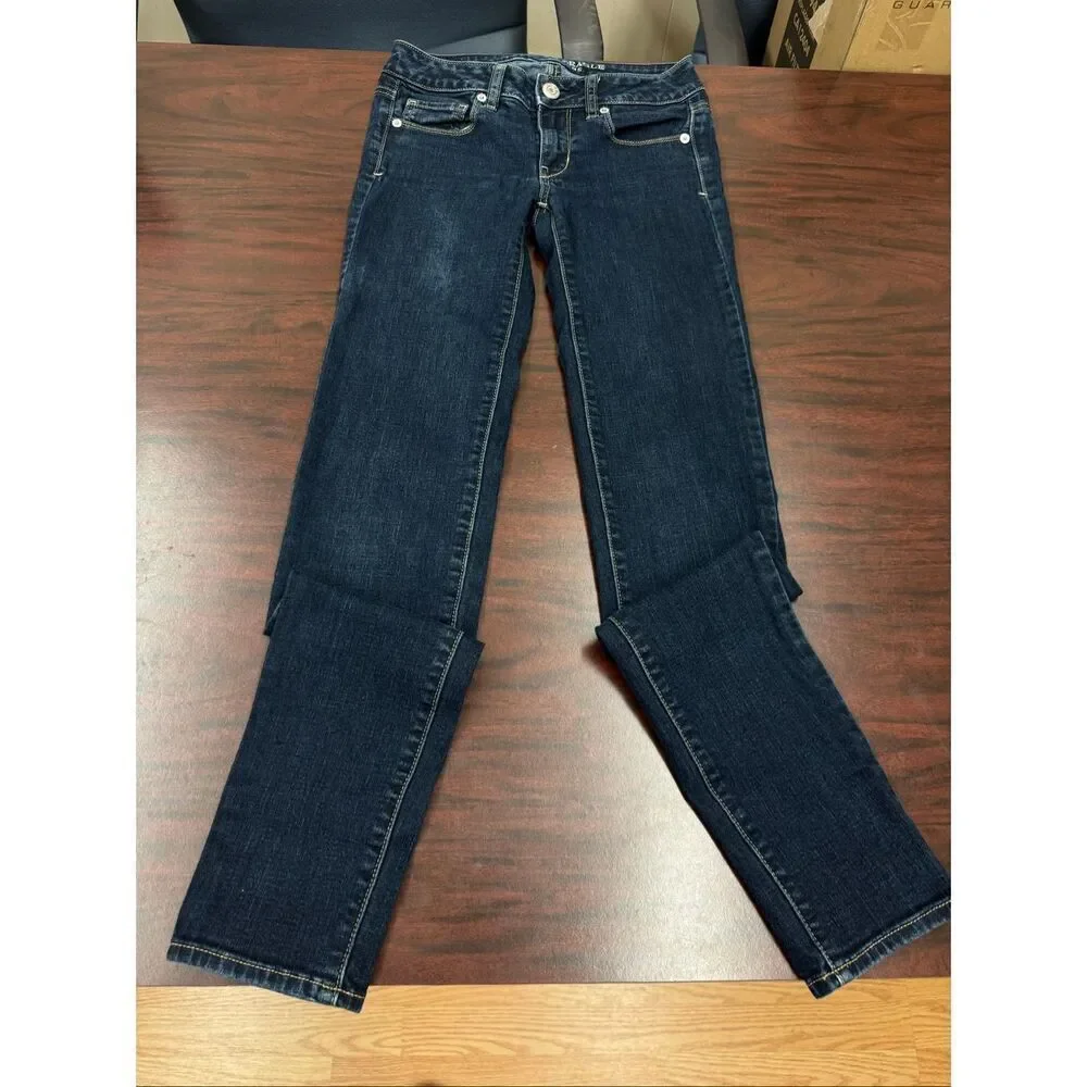 American Eagle Super Stretch Skinny Dark Wash Denim Jeans Size 00 Long - Picture 1 of 7